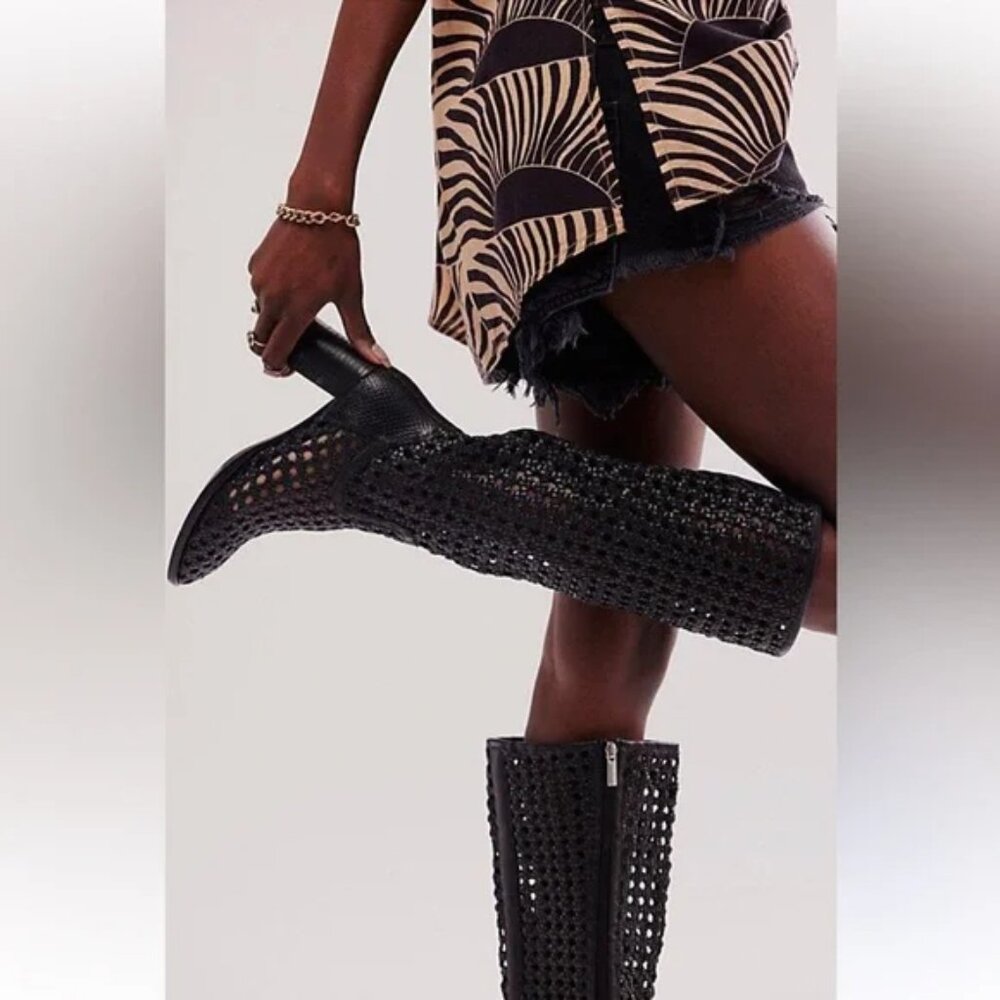 FREE PEOPLE Woodstock Woven Leather Boots